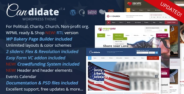 Candidate – Political/Nonprofit/Church WordPress Theme